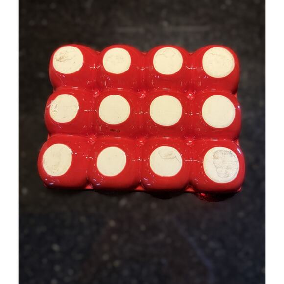 Red Stoneware Egg Tray Holder Dozen Organizer Storage Great Condition Vibrant - Picture 4 of 6